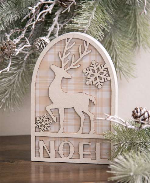 Picture of Noel Deer & Snowflakes White Glittered Arch Sitter