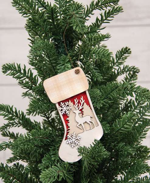 Picture of Woodland Deer & Snowflake Stocking Ornament