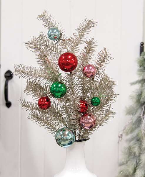 Picture of Platinum Tinsel & Bauble Spray, 30"