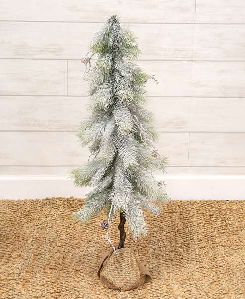 Picture of Snowy Bristle Pine & Boughs Tree w/Burlap Base, 34"