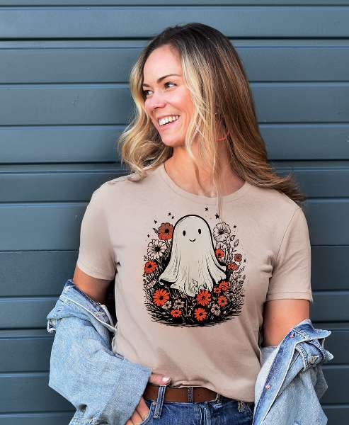 Picture of Floral Ghost T-Shirt, XXL- Heather Tan