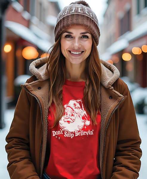 Picture of Don't Stop Believin' T-Shirt, Cherry Red - XXL